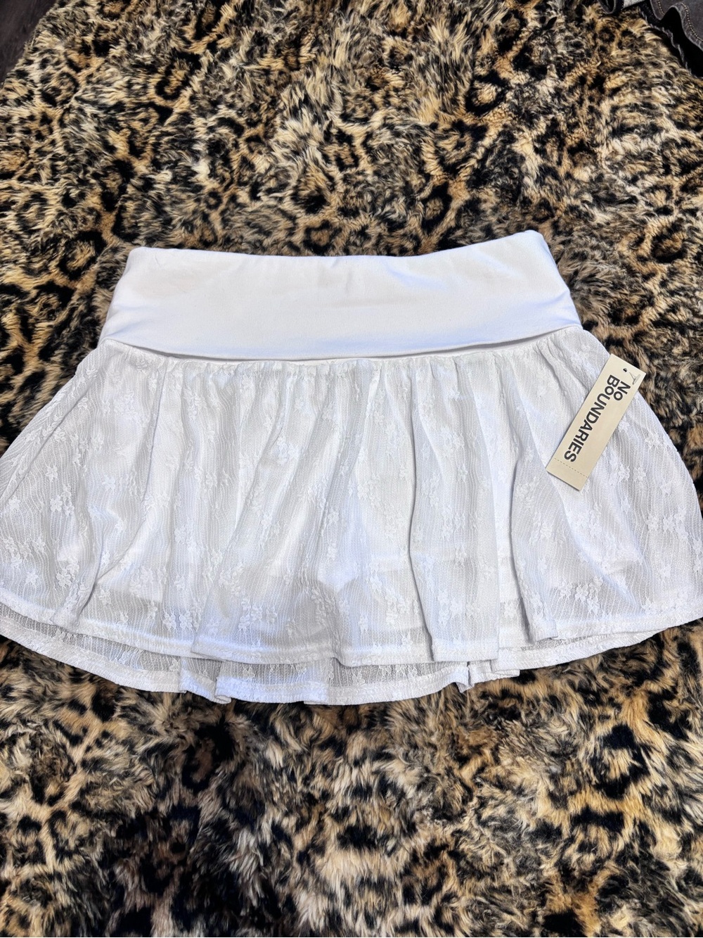NO BOUNDARIES White Lace Skater Skirt